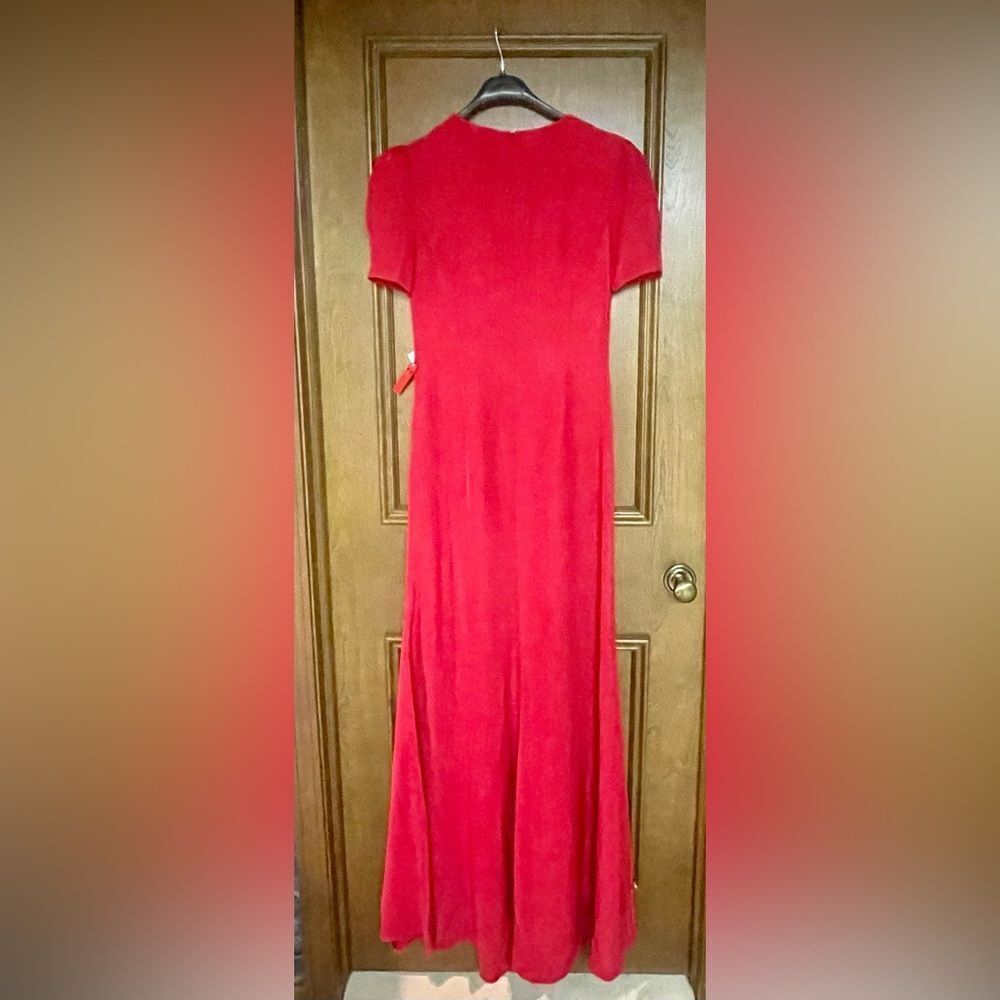 Mac Duggal Red Maxi Dress with Embellished Waist - Picture 4 of 5